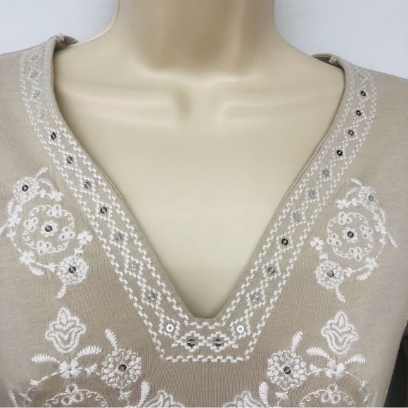 INC International Concepts Tan White Mosaic Print Tunic - Picture 8 of 16